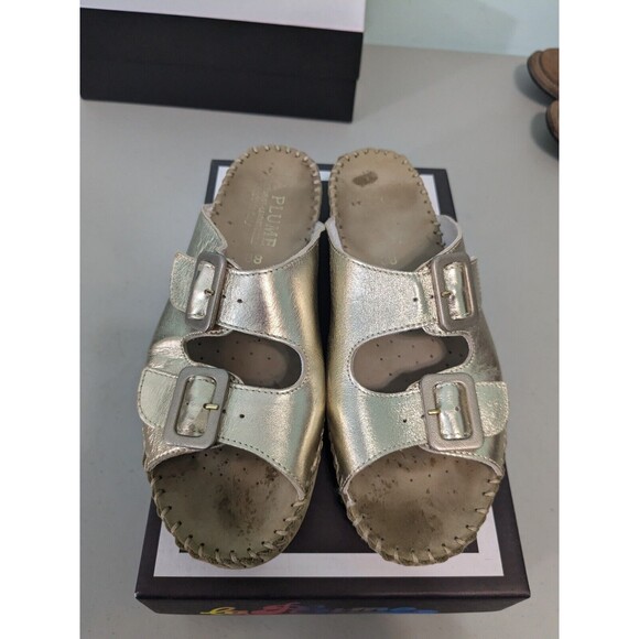 La Plume Jen Champagne Slip On 38 7.5-8 Leather Upper Leather Insole Gold Shoes - Picture 2 of 5